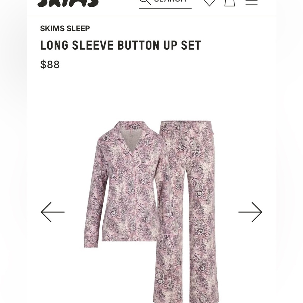 SKIMS Pink Multi Animal Print bloom sleep Set